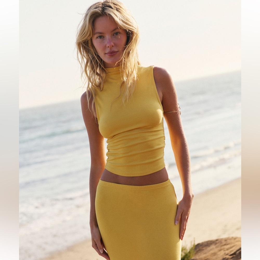 Free People Yellow Sleeveless Top